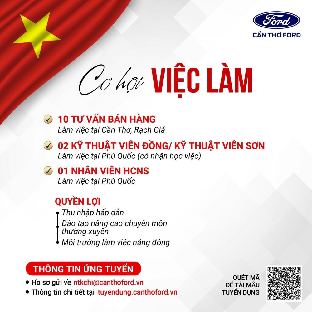 Cần Thơ Ford tuyển dụng tháng 9/2025
