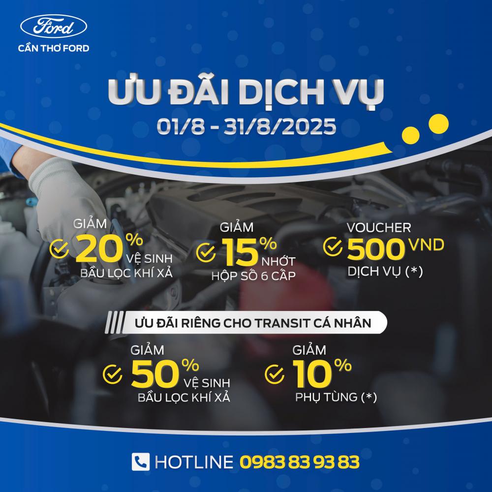 CHƯƠNG TRÌNH ƯU ĐÃI XƯỞNG DỊCH VỤ THÁNG 08