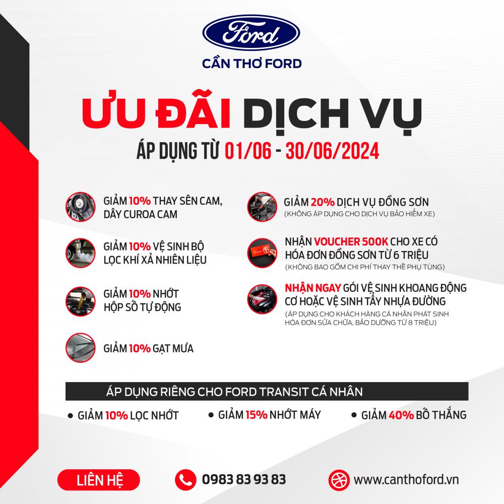 KHUYẾN MÃI DỊCH VỤ THÁNG 06 TẠI CẦN THƠ FORD