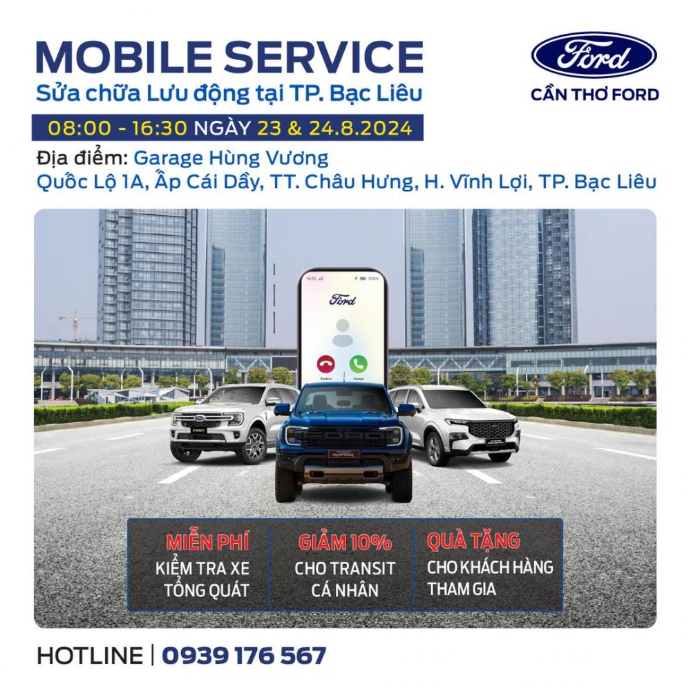 MOBILE SERVICE CỦA CẦN THƠ FORD TẠI TP. BẠC LIÊU