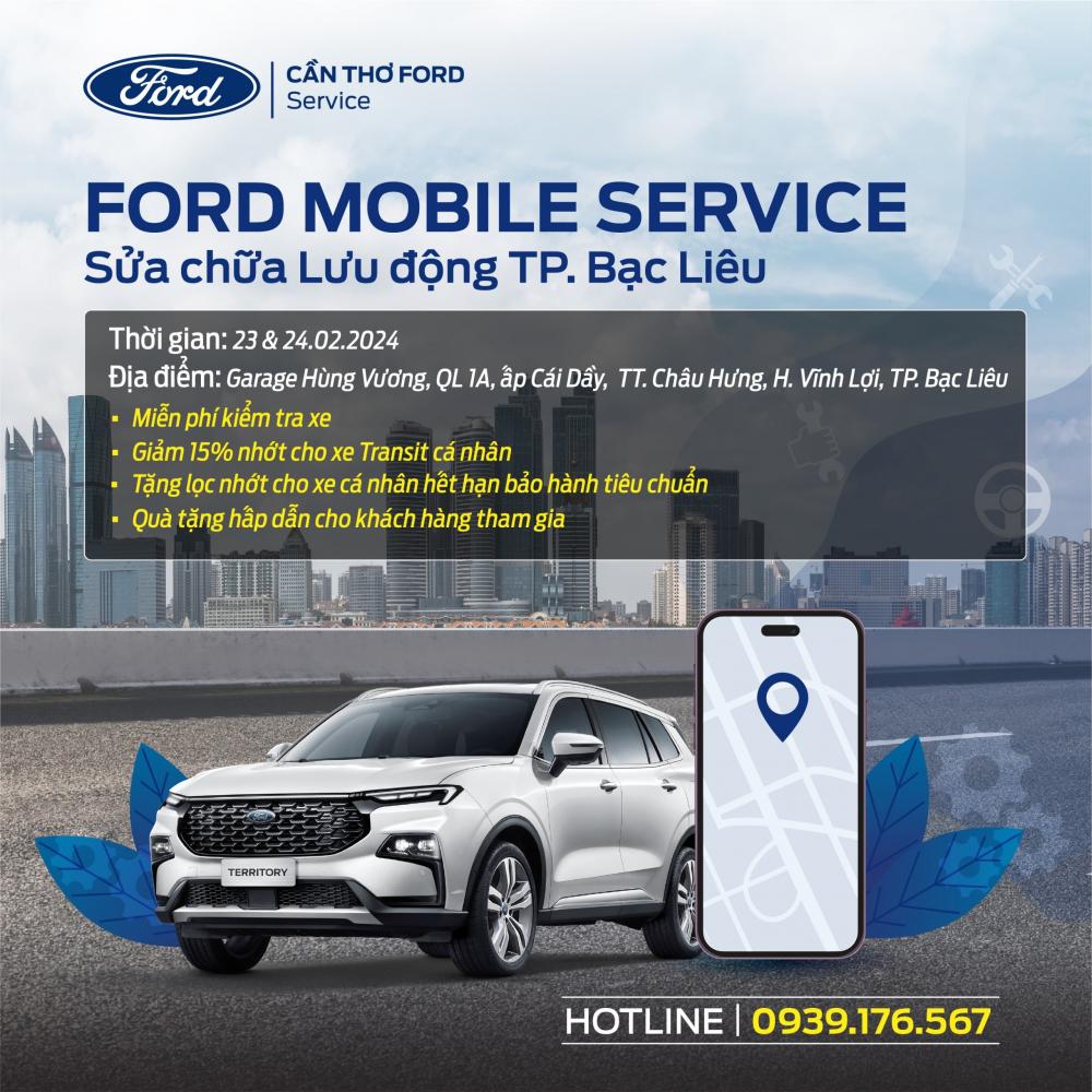 MOBILE SERVICE CỦA CẦN THƠ FORD TẠI TP. BẠC LIÊU