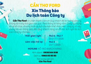 THÔNG BÁO LỊCH NGHỈ DU LỊCH TOÀN CÔNG TY