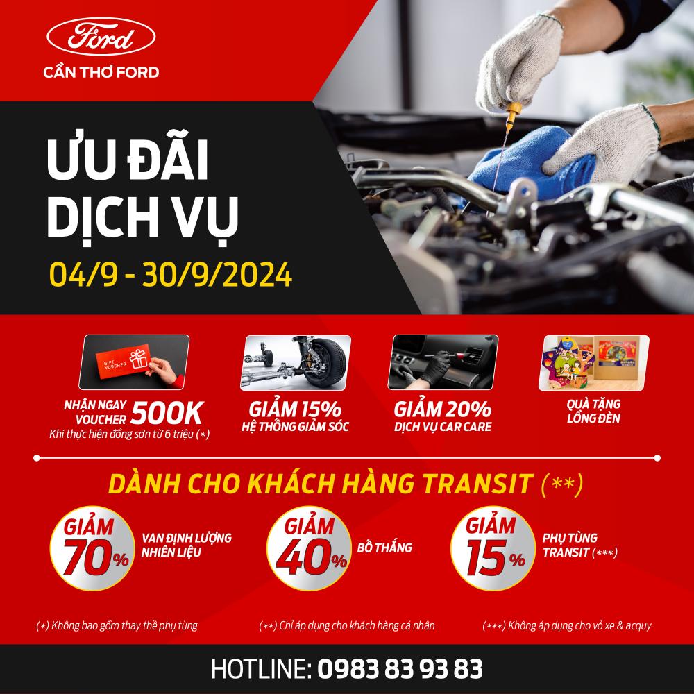 XƯỞNG DỊCH VỤ CẦN THƠ FORD ƯU ĐÃI LÊN ĐẾN 70%